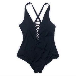 Michael Kors lace up front strappy one piece swim